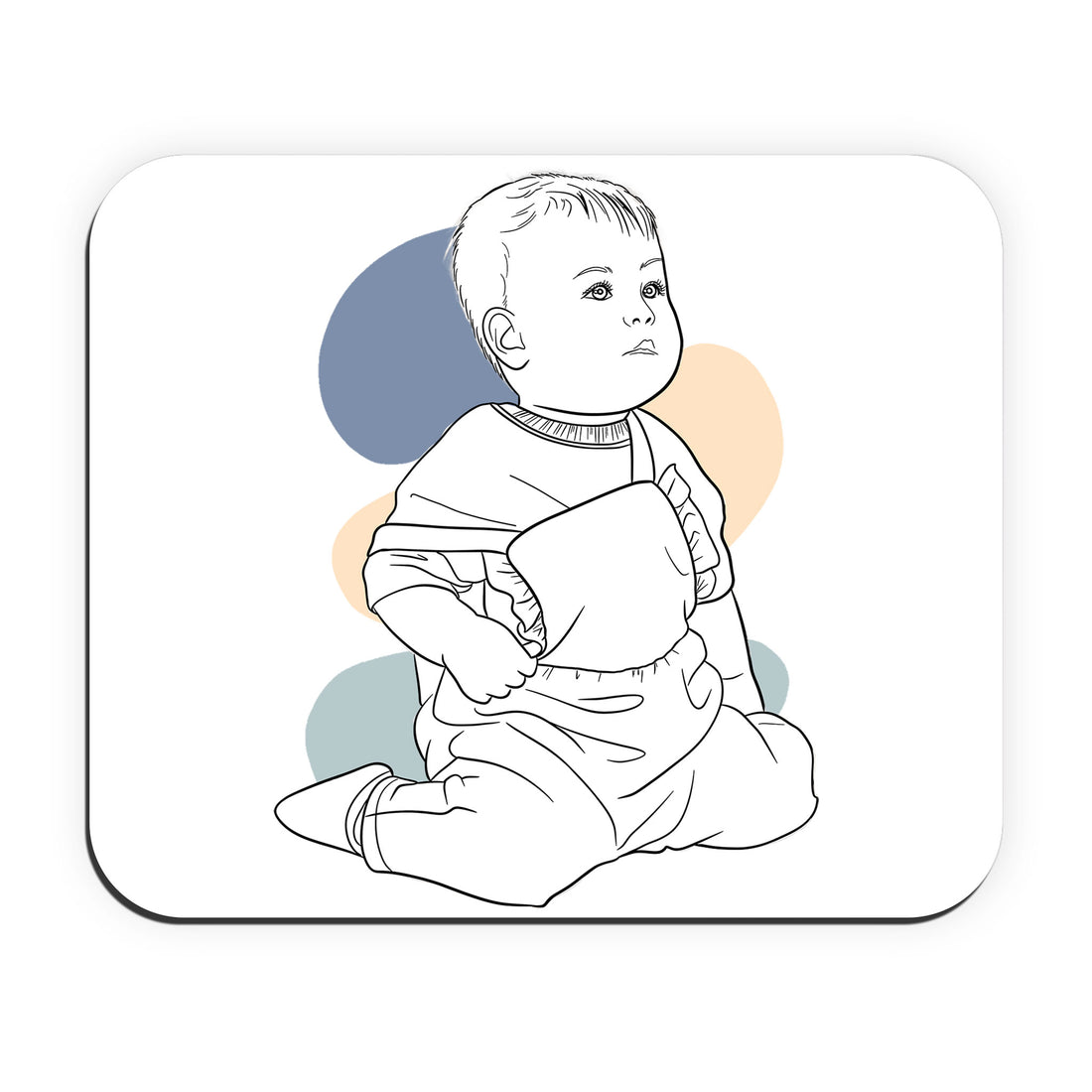 Customized Picture to Drawing Baby Portrait Rectangle Mouse Pad Hand-Drawn Style Newborn Keepsake