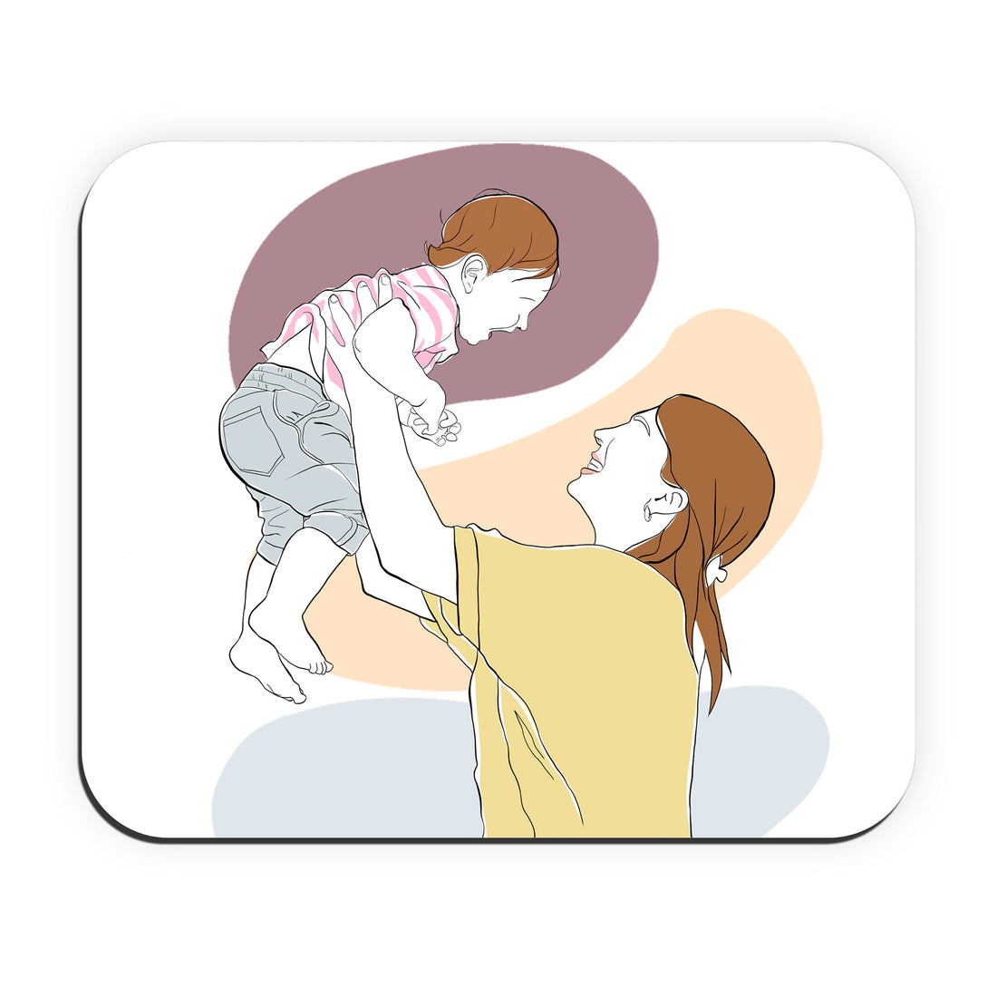 Customized Photo to Doodle Mom and Baby, Dad and Kids Rectangle Mouse Pad Minimalist Style Family Gift