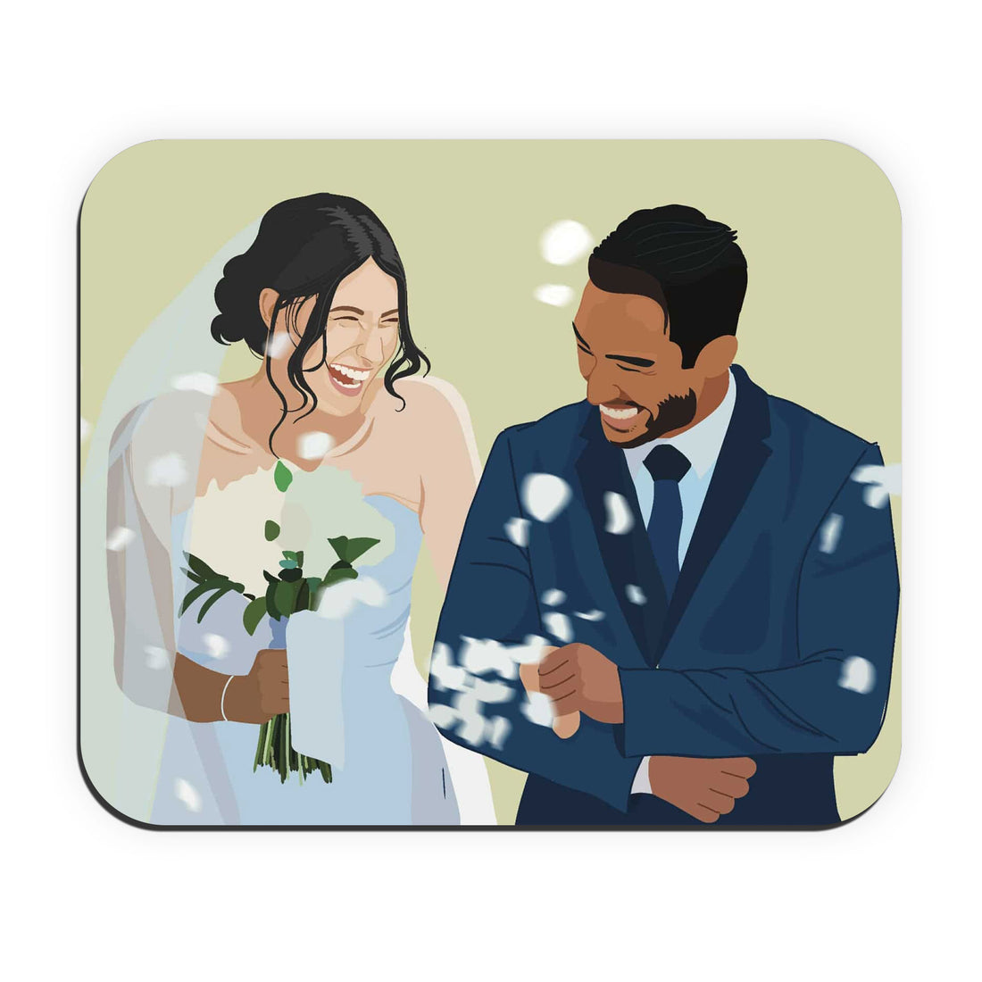 Personalized Illustration from Photo Wedding Portrait Rectangle Mouse Pad Digital Art Style Unique Gift for Newlyweds and Wedding Anniversary