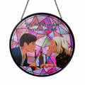 Personalized Romantic Couple Photo To Illustration Art, Turn Art Gift, Glass Suncatcher Hanging Window-BeUnikArt