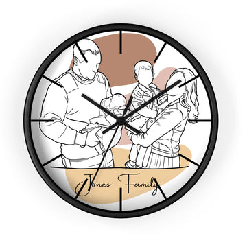 Custom Photo to Line Art Family Picture Wall Clock Minimalist Style Gift for Father, Mother's Day