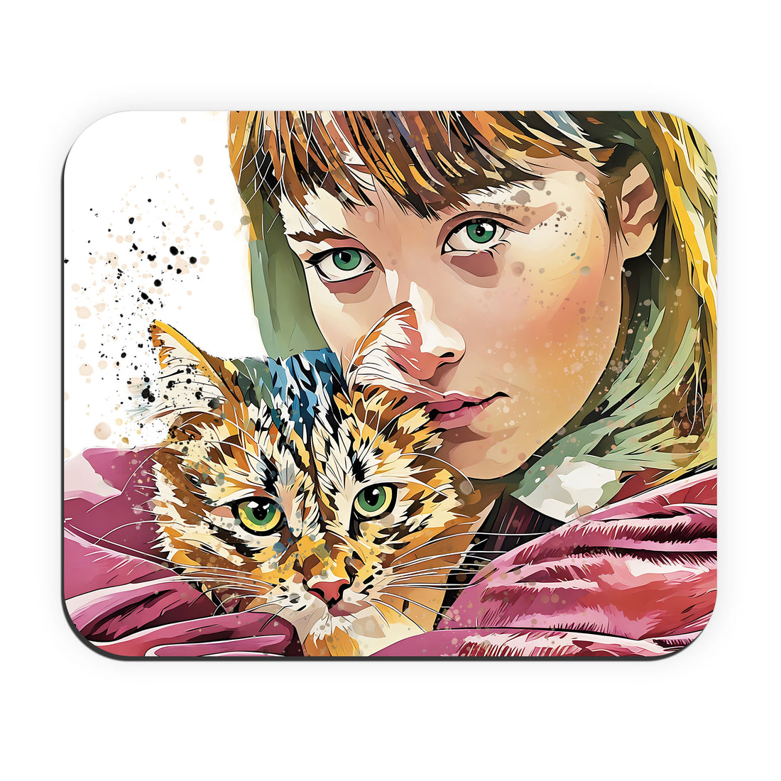 Personalized Illustration from Photo Pet Moment Rectangle Mouse Pad Digital Art Style Animal Lover Gift