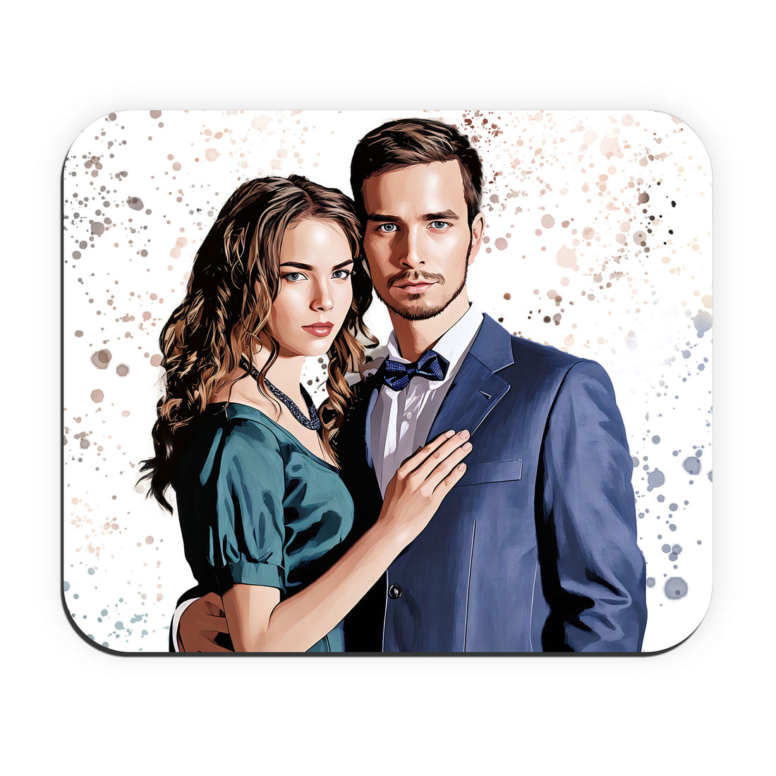 Custom Photo to Illustration Couple Moment Rectangle Mouse Pad Digital Art Style Romantic Gift