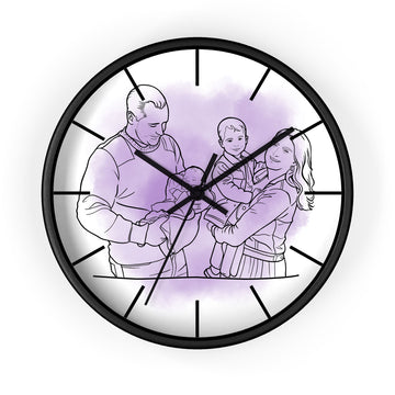 Personalized Line Art from Photo Family Portrait Wall Clock Hand-Drawn Style Couple Anniversary or Family Gift