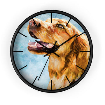 Personalized Photo to Oil Painting Pet Portrait Wall Clock Illustration Style Gift for Dog & Cat Lovers