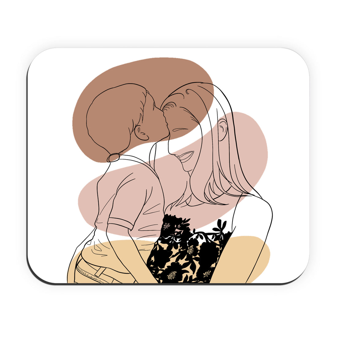 Personalized Turn Photo into Art Family Picture Rectangle Mouse Pad Line Art Style Couple Anniversary or Family Gift