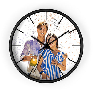 Custom Photo to Art Couple Moment Wall Clock Illustration Style Gift For Couple