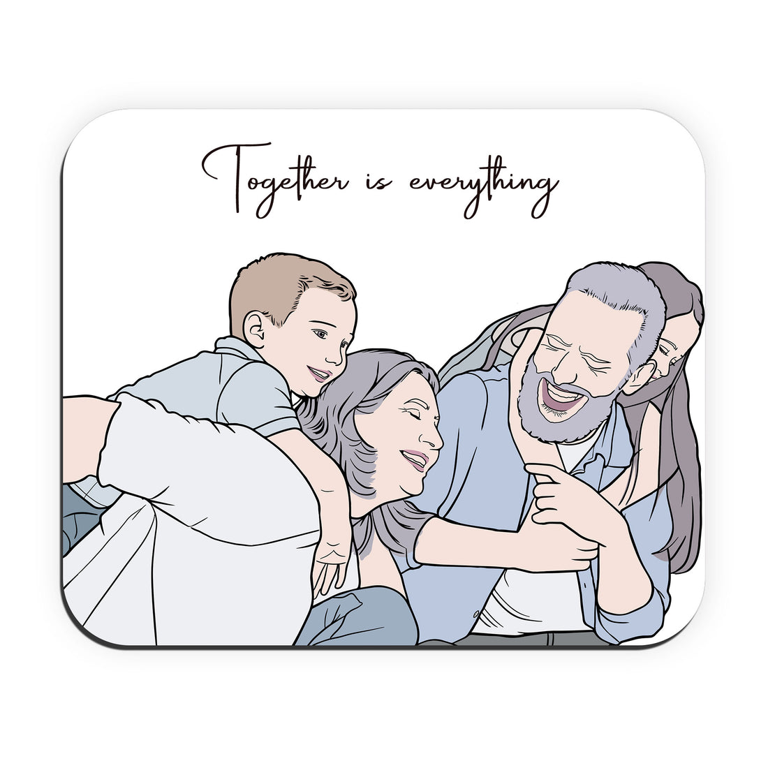 Customized Illustration from Photo Family Portrait Rectangle Mouse Pad Doodle Style Gift for Family