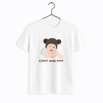 Custom Baby Portrait Photo Art, Personalized Baby Illustration Painting, Baby Shower Gift, Newborn Keepsake Unisex Crewneck T-shirt S-5XL