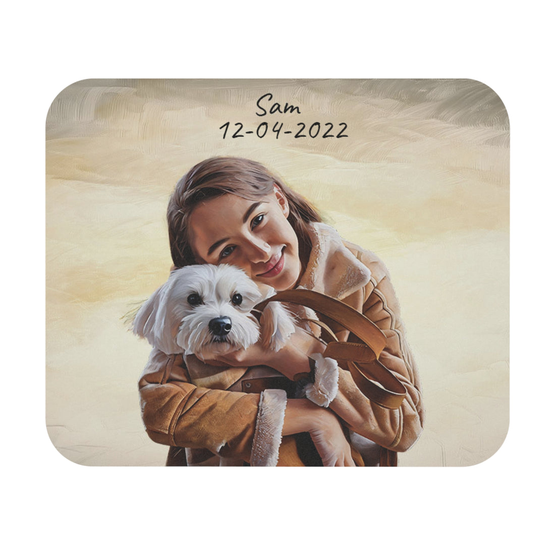 Personalized Photo to Oil Painting Pet Portrait Rectangle Mouse Pad Illustration Style Gift for Dog & Cat Lovers
