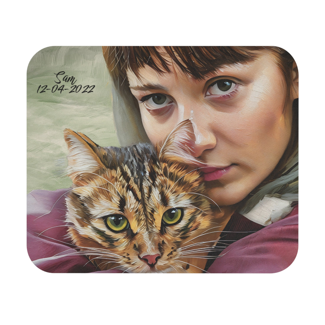 Personalized Photo to Illustration Your Furry Friend Rectangle Mouse Pad Oil Painting Style Pet Lover Gift