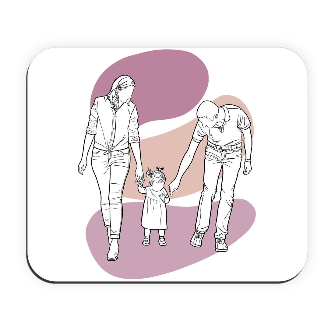 Custom Photo to Line Art Family Portrait Rectangle Mouse Pad Hand-Drawn Style Perfect Gift for Parents