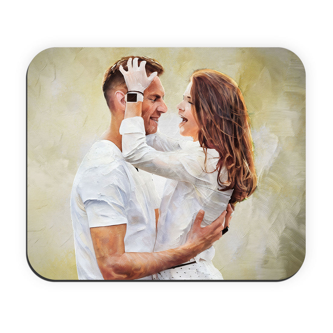 Customized Photo to Art First Date or Wedding Picture Rectangle Mouse Pad Oil Painting Style Gift For Couple