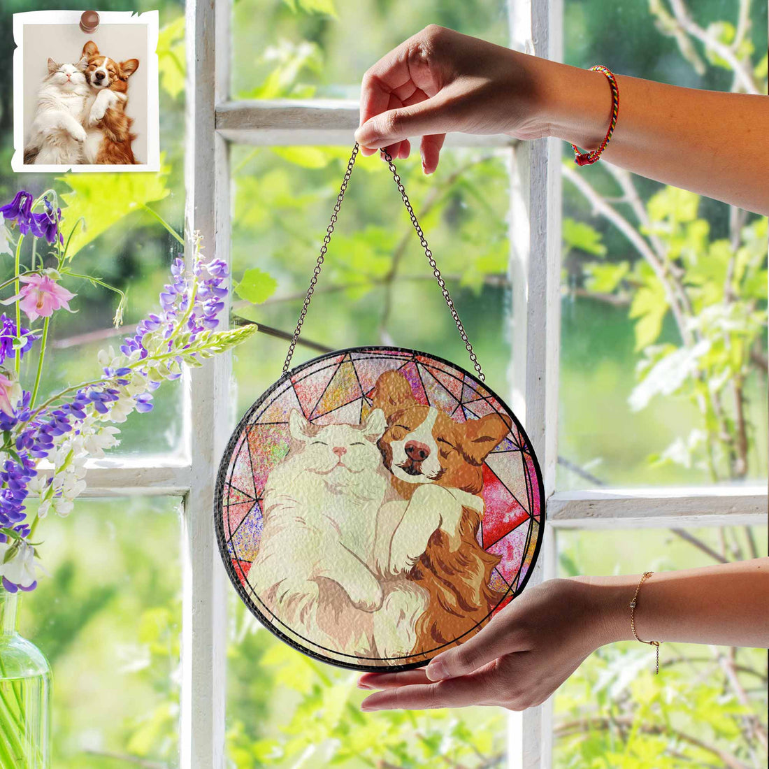 Custom Pet Drawing From Photo, Turn Art Pet Memory Into Glass Suncatcher, Animal Lover Gift-BeUnikArt