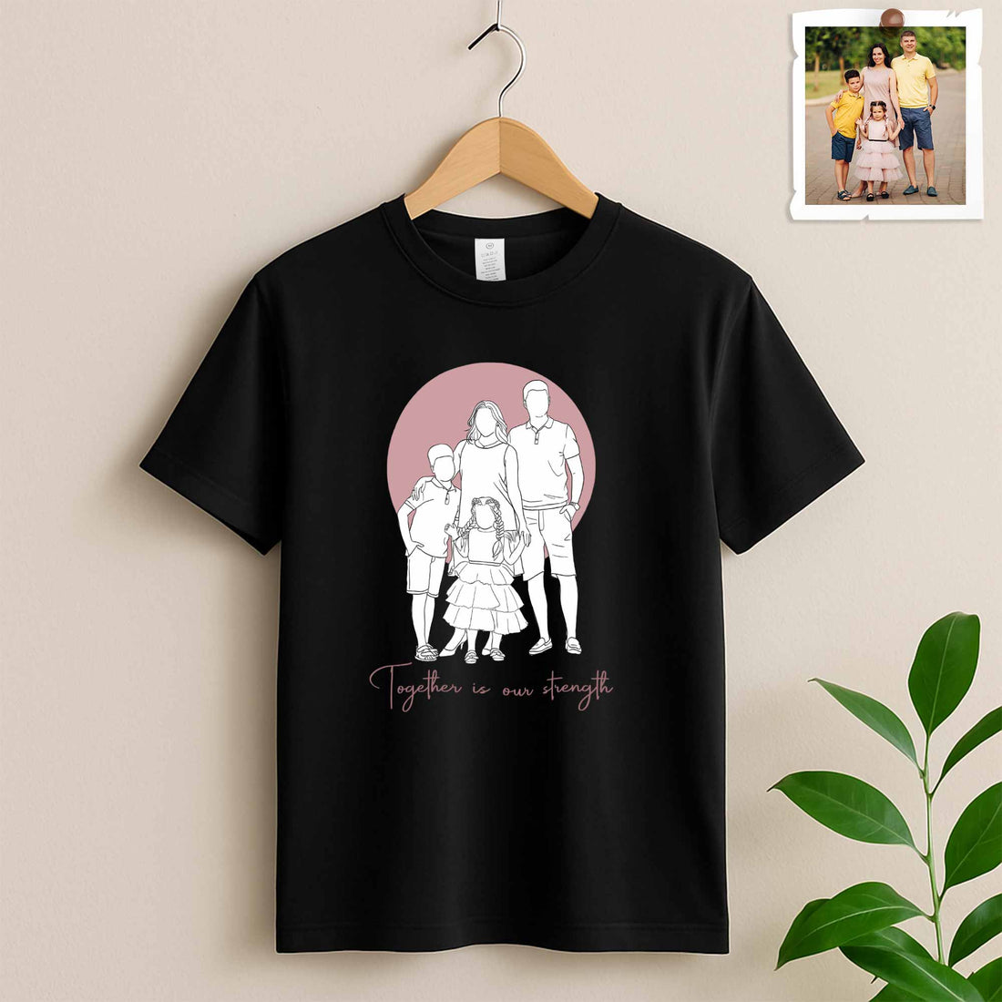 Custom Minimalist Line Art from Your Photo, Anniversary Family Gift Unisex Crewneck T-shirt S-5XL