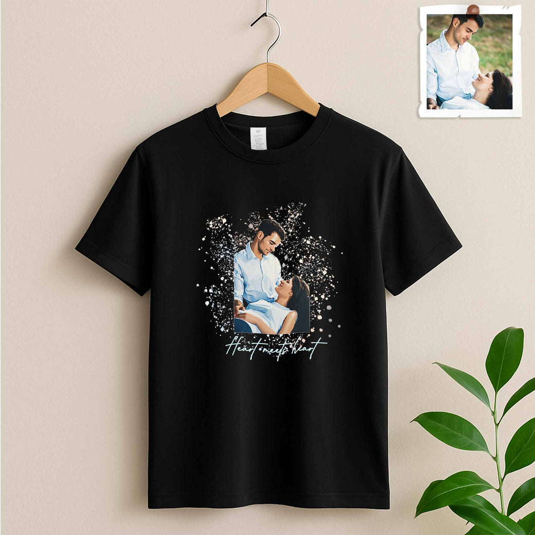 Custom Your Sweet Moment Into Illustration Art, Romantic Couple Unisex Crewneck T-shirt S-5XL