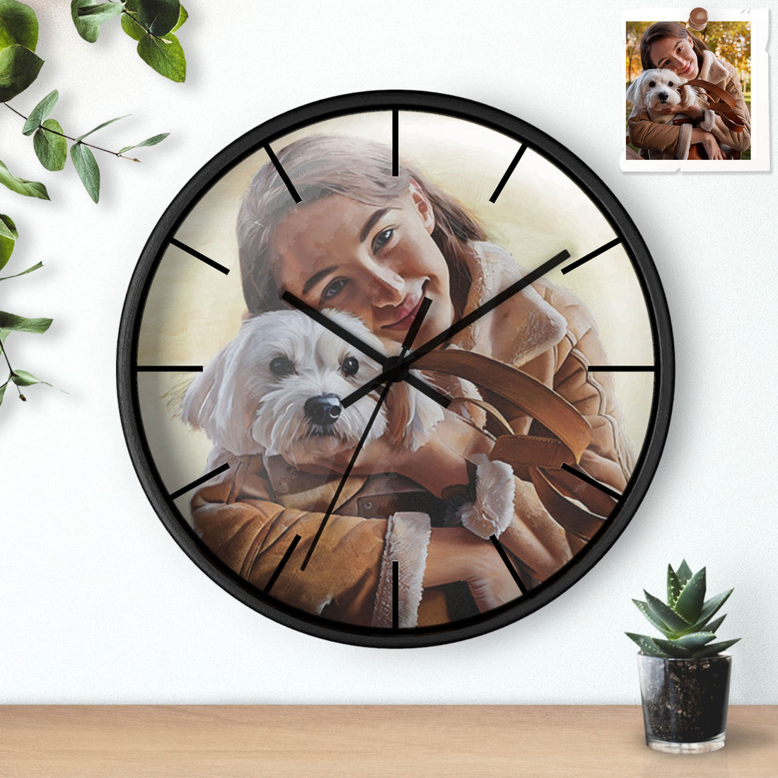 Custom Photo to Oil Painting Your Furry Friend Wall Clock Illustration Style Gift For Pet Celebration