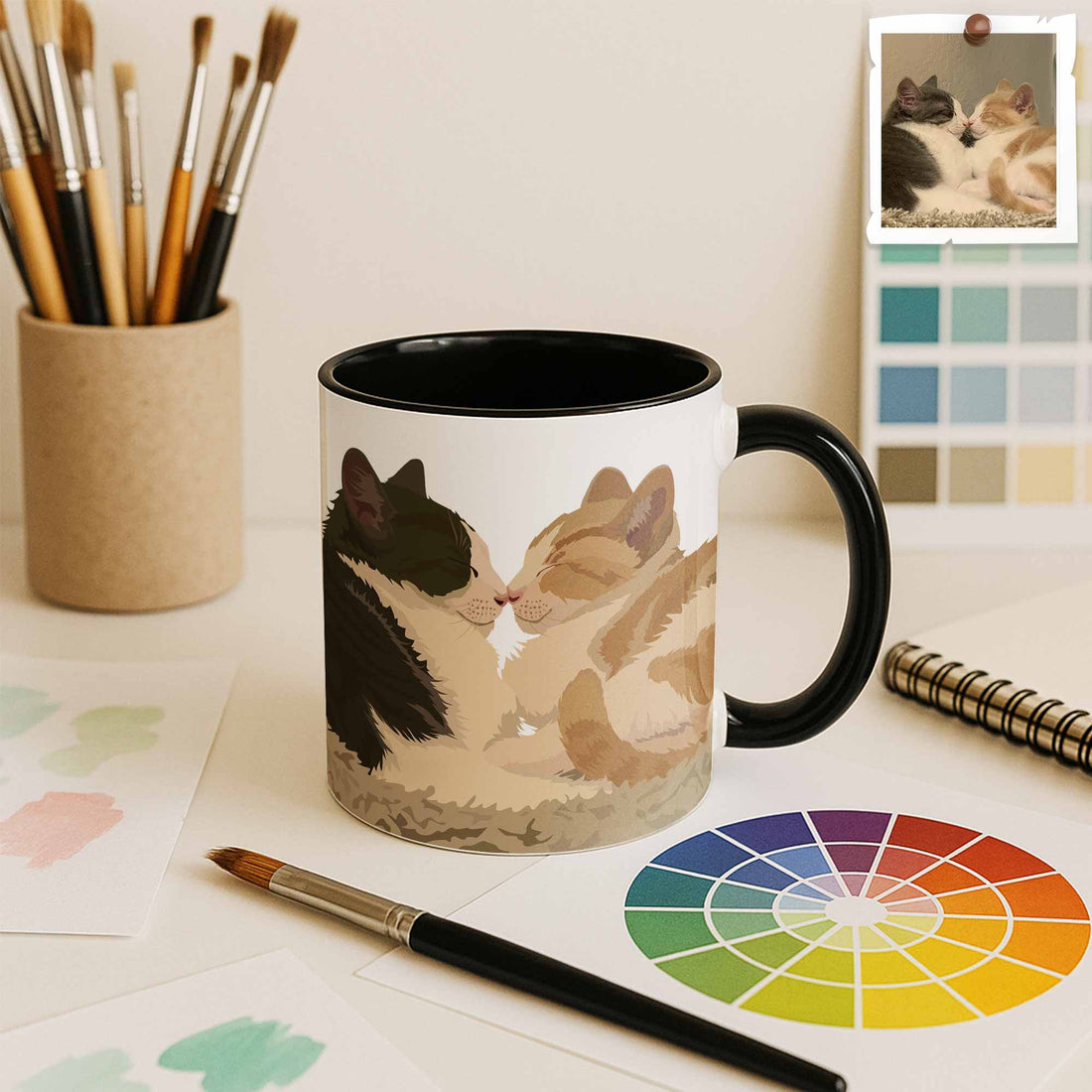 Personalized Cat Mom Turn Photo To Art Gift Idea, Keepsake For Pet Lover, Dog Memorial Accent Mug Coffee (11, 15oz)-BeUnikArt