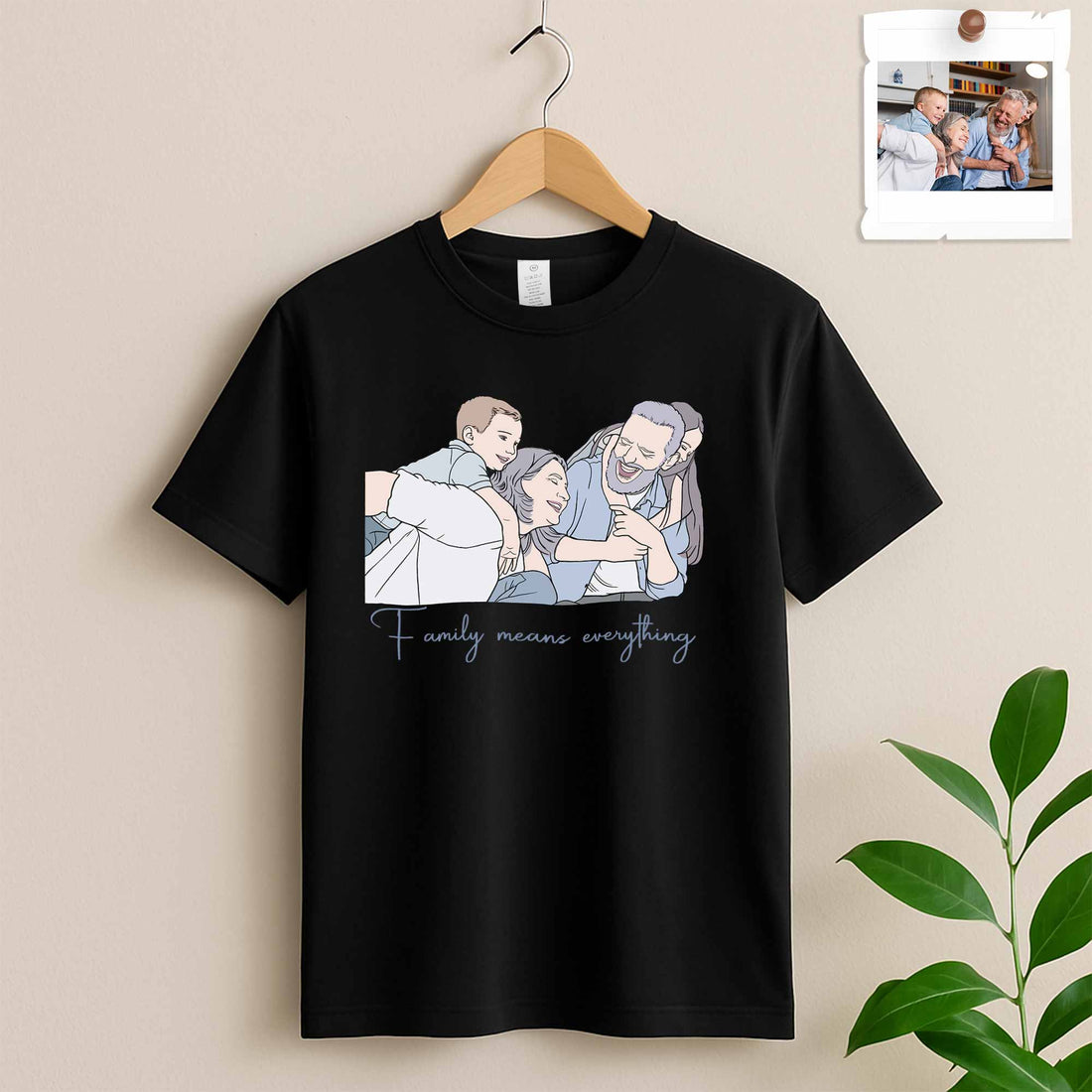 Customized Mom and Baby Dad and Kids Photo Turn to Doodle Art Style, Family Gift Anniversary Unisex Crewneck T-shirt S-5XL