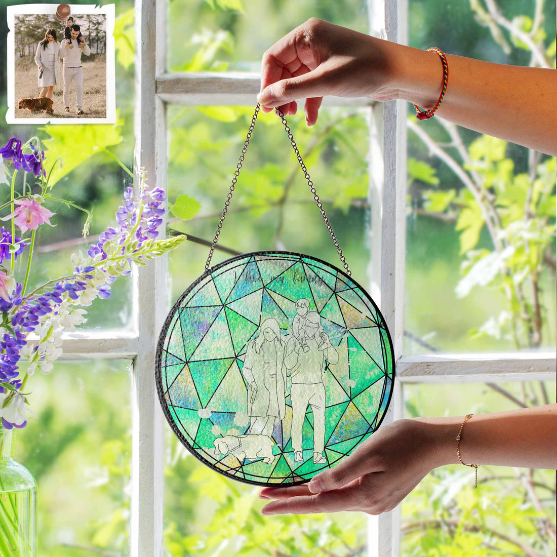 Custom Turn Art Doodle Family Portrait, Turn Art into Glass Suncatcher, Unique Gift for Family-BeUnikArt