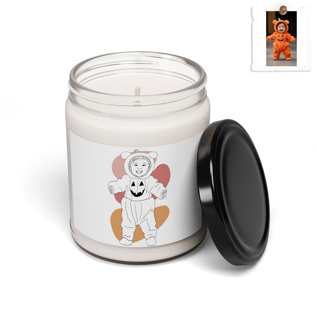 Customized Picture to Drawing Baby Portrait 9oz. Scented Soy Candle Line Art Style Newborn Keepsake