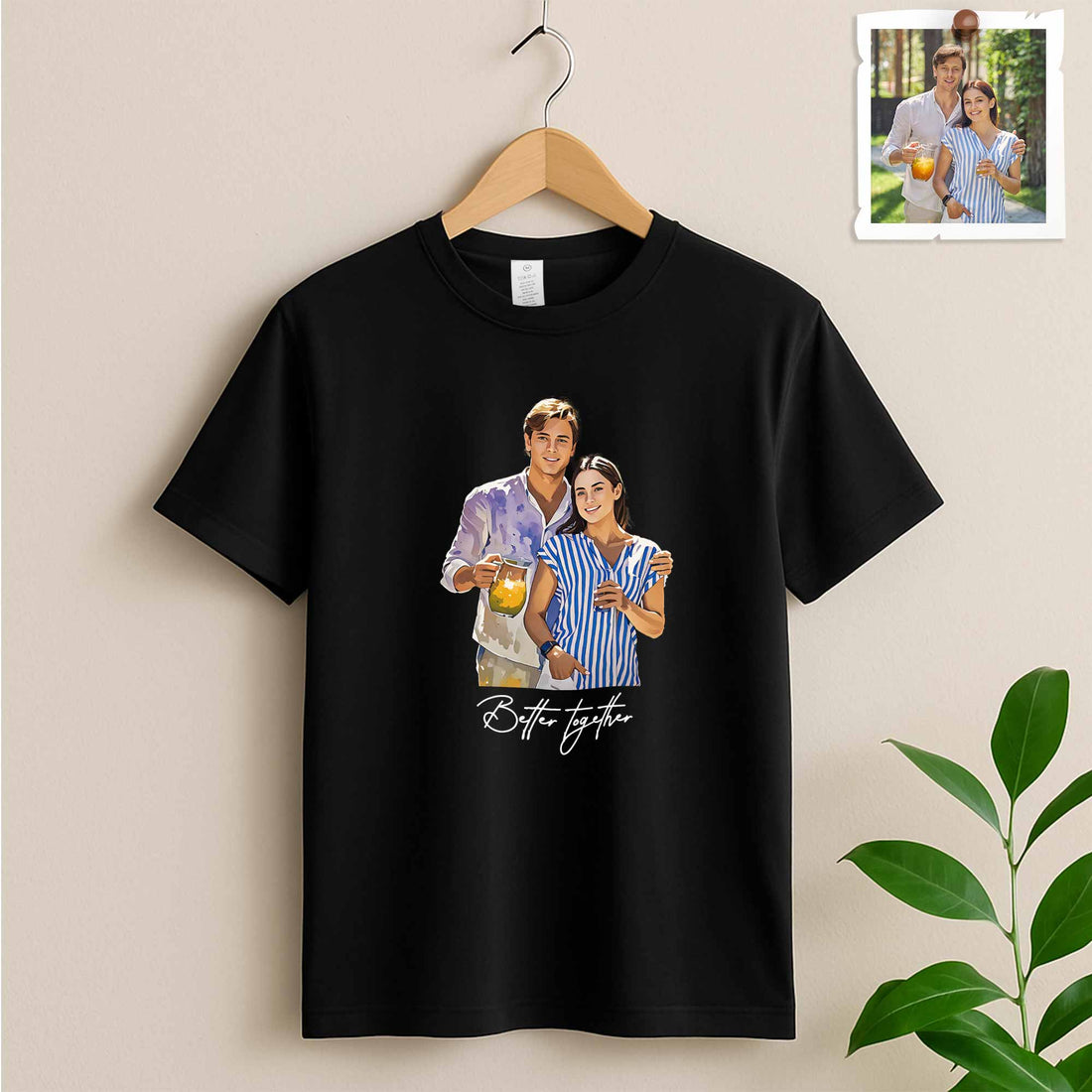 Custom Couple Photo, Turn Your Favorite Moment Together to Oil Painting Art, Romantic Gift Unisex Crewneck T-shirt S-5XL
