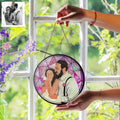 Custom Couple Portrait To Illustration Art, Anniversary Gift Idea, Turn Art Photo With Glass Suncatcher, Window Hanging Keepsake-BeUnikArt