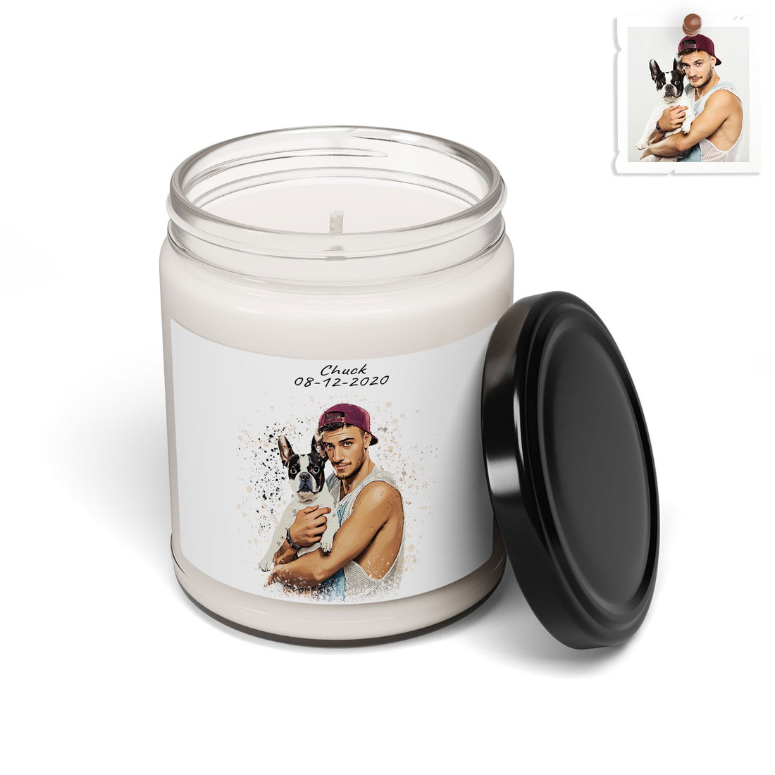 Personalized Turn Photo into Personality Art Pet Artwork 9oz. Scented Soy Candle Illustration Style Custom Pet Gift