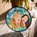 Customize Friends Portrait Photo to Illustration Art, Personalize Turn Art Best Friend Stain Glass Suncatcher, Gift for Friends-BeUnikArt
