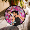 Customized Father and Baby Photo Potrait To Illustration Art, Family Photo Gift, Turn Art Glass Suncatcher Father's Day Gift-BeUnikArt