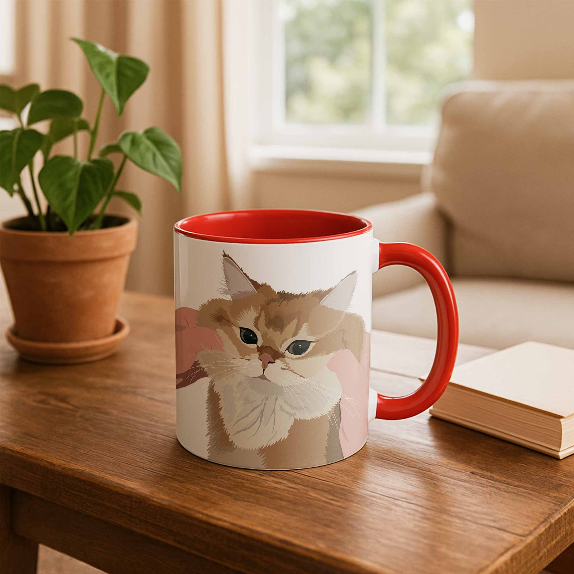 Personalized Cat Mom Turn Photo To Art Gift Idea, Keepsake For Pet Lover, Dog Memorial Accent Mug Coffee (11, 15oz)-BeUnikArt
