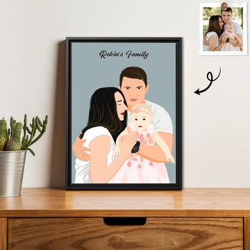 Personalized Family Portrait from Photo, Custom Illustrated Art, Unique Gift for Home, Anniversary Digital File-BeUnikArt