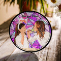 Custom Photo To Illustration Art, Mother Daughter Son Family Potrait Art Mother's Day Stained Glass Suncatcher, Window Hanging Gift for Mom-BeUnikArt