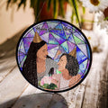 Custom Photo Potrait To Illustration Art, Mother's Day Perfect Gift, Turn Art Photo With Glass Suncatcher, Window Hanging Decoration-BeUnikArt