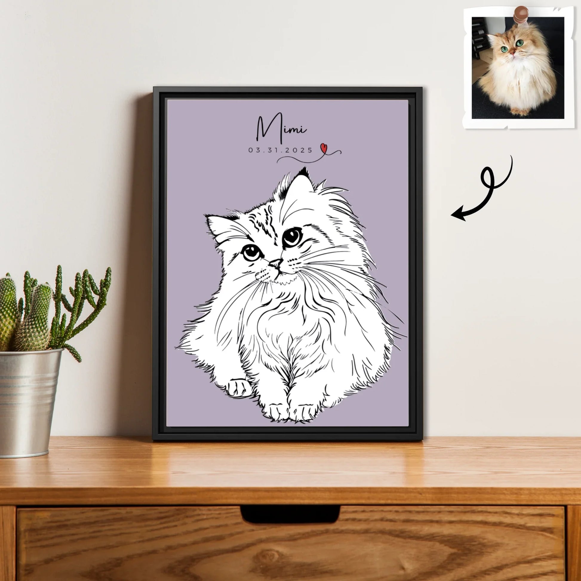 Custom Turn Your Pet Photo into Line Art Personalized Pet Canvas-BeUnikArt