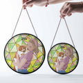 Personalize Pet and Owner Portrait Photo Illustration Art, Pet's Photo Glass Suncatcher, Window Hanging Suncatcher Gift for Pet's Owner-BeUnikArt