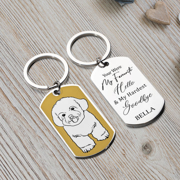 Personalized Pet Photo to Line Art Portrait Keychain Custom Engraved Sketch For Pet Parents