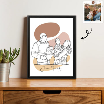 Custom Family Photo Turn To Line Art, Perfect Gift for Father, Mother's Day Digital File-BeUnikArt
