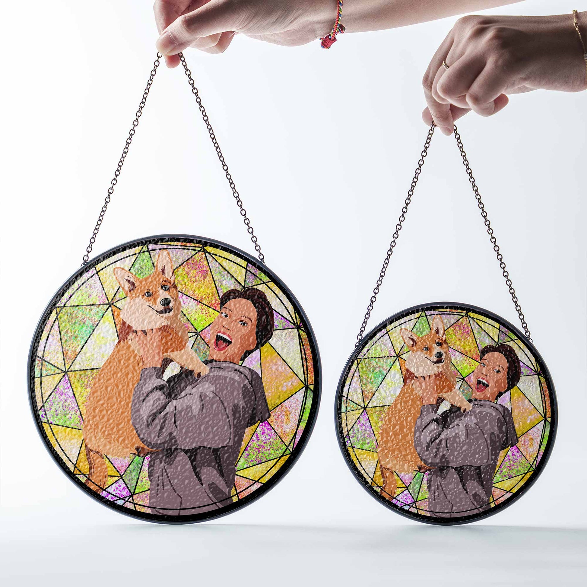 Custom Pet Portrait To Illustration Art, Turn Art Gift For Pet Lover, Custom Glass Suncatcher, Window Hanging Decoration-BeUnikArt