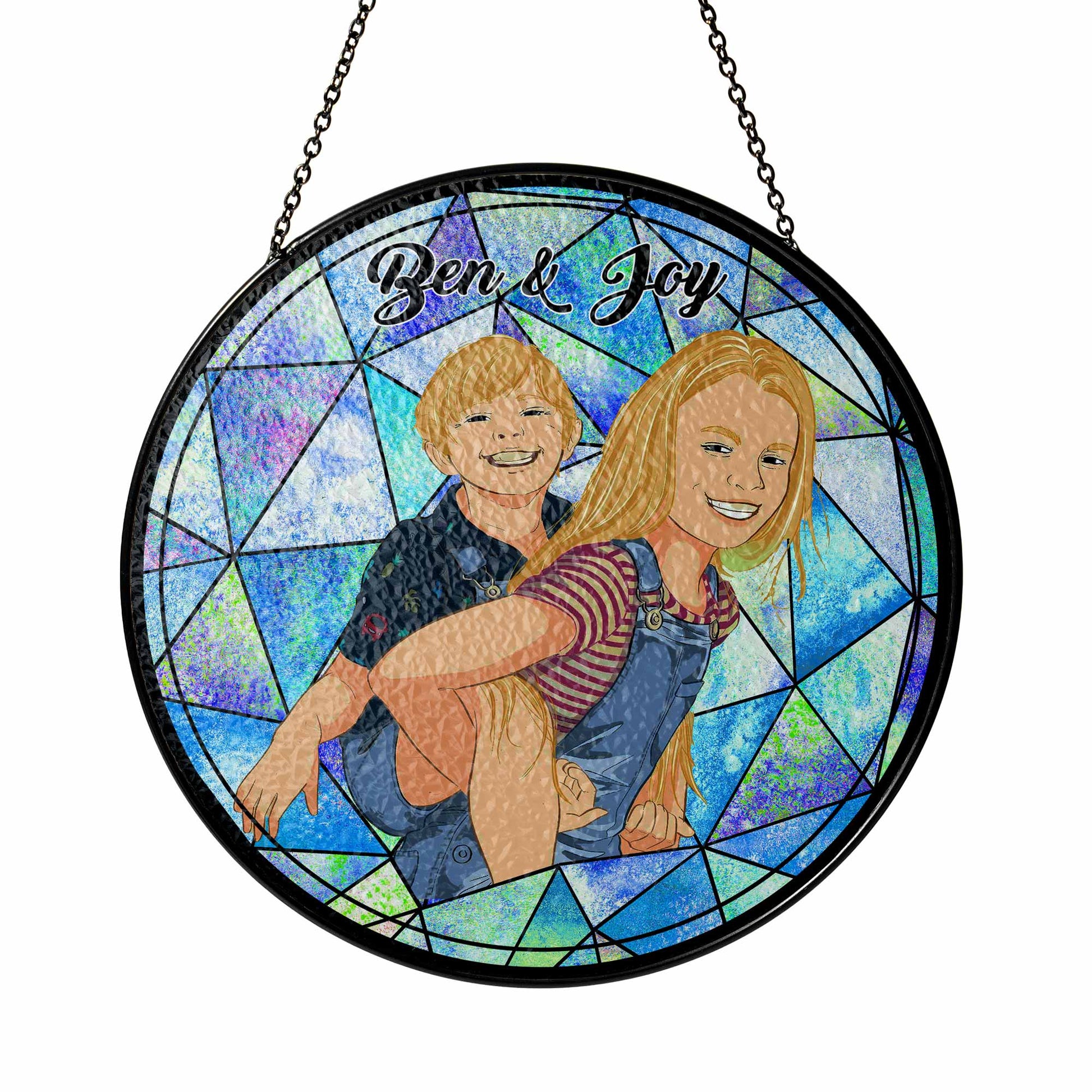 Personalized Baby Photo To Illustration Turn Art, Custom Glass Suncatcher Gift, Newborn Keepsake, Window Hanging Decoration-BeUnikArt