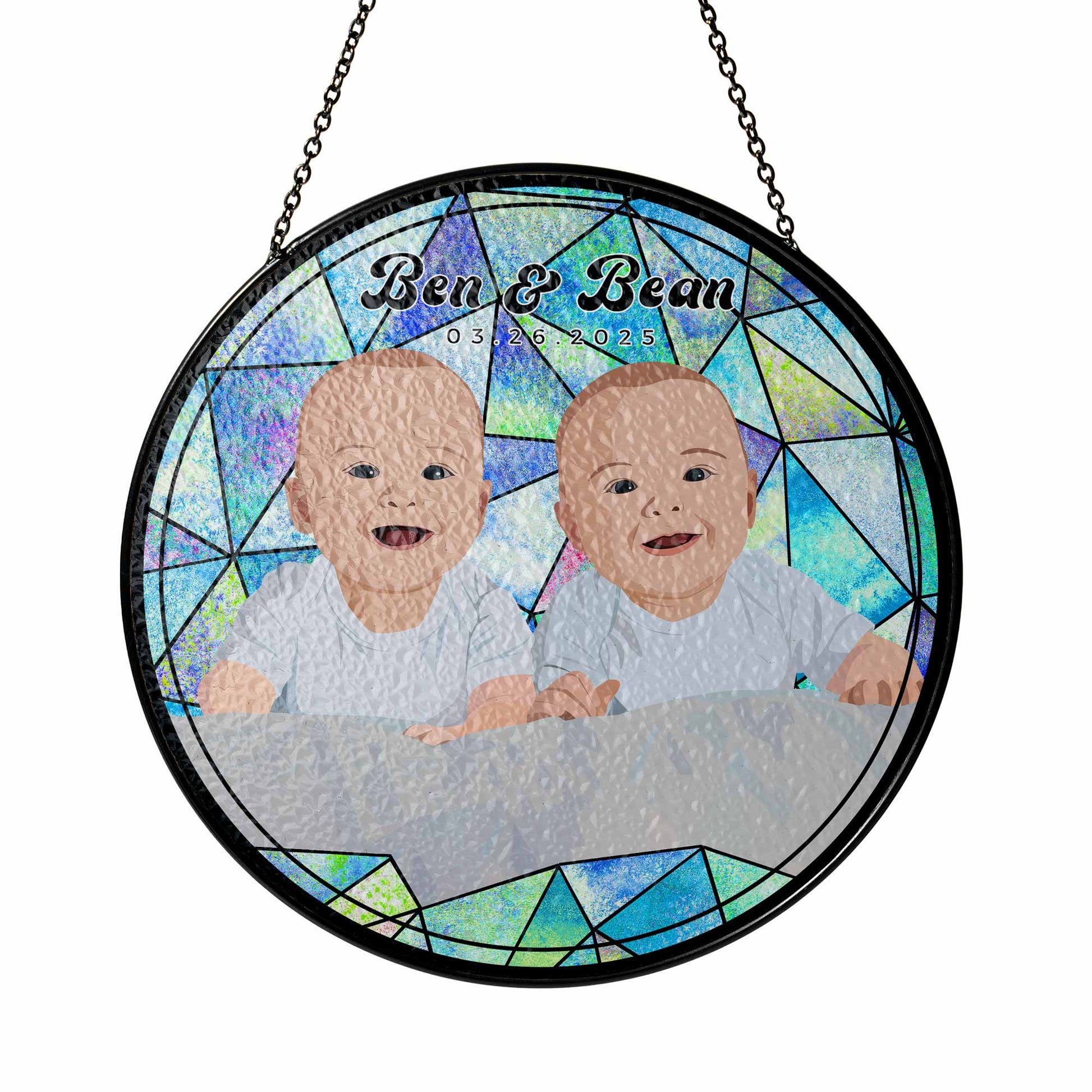 Customized Turn Art Baby Portrait From Photo, Unique Baby Shower Gift, Glass Suncatcher Nursery Window Decor-BeUnikArt