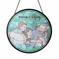 Personalized Family Photo Potrait, Turn Photo to Doodle Style Art, Glass Suncatcher Gift for Mom or Dad, Family Gift-BeUnikArt