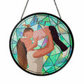 Custom Photo To Illustration Art, Mother Daughter Son Family Potrait Art Mother's Day Stained Glass Suncatcher, Window Hanging Gift for Mom-BeUnikArt