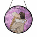 Customized Turn Art Mom and Child Portrait, Custom Glass Suncatcher Gift, Mother's Day Window Hanging-BeUnikArt