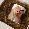 Turn Photo To Art Best Friend Portrait, Thoughtful Friendship Gift, Best Friends Present Canvas Accent Coffee Mug (11, 15oz)-BeUnikArt