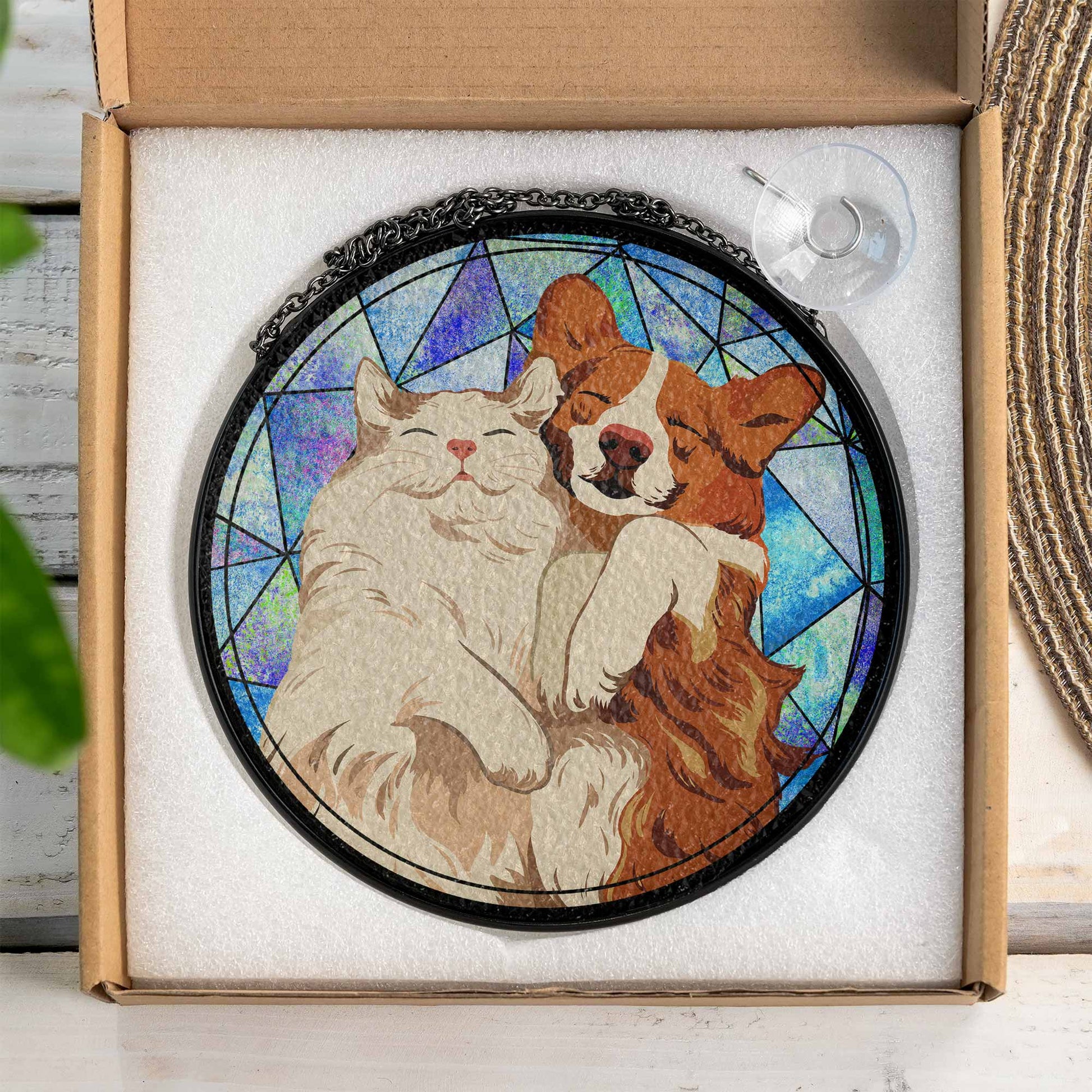 Custom Pet Portrait To Illustration Art, Turn Art Gift For Pet Lover, Custom Glass Suncatcher, Window Hanging Decoration-BeUnikArt