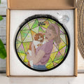 Personalize Pet and Owner Portrait Photo Illustration Art, Pet's Photo Glass Suncatcher, Window Hanging Suncatcher Gift for Pet's Owner-BeUnikArt