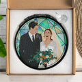 Custom Couple Portrait To Illustration Art, Anniversary Gift Idea, Turn Art Photo With Glass Suncatcher, Window Hanging Keepsake-BeUnikArt
