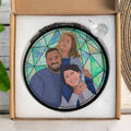 Customize Portrait Photo to Illustration Art, Family Mom Dad Son Daughter Stain Glass Suncatcher, Father's Day Mother's Day Gift-BeUnikArt