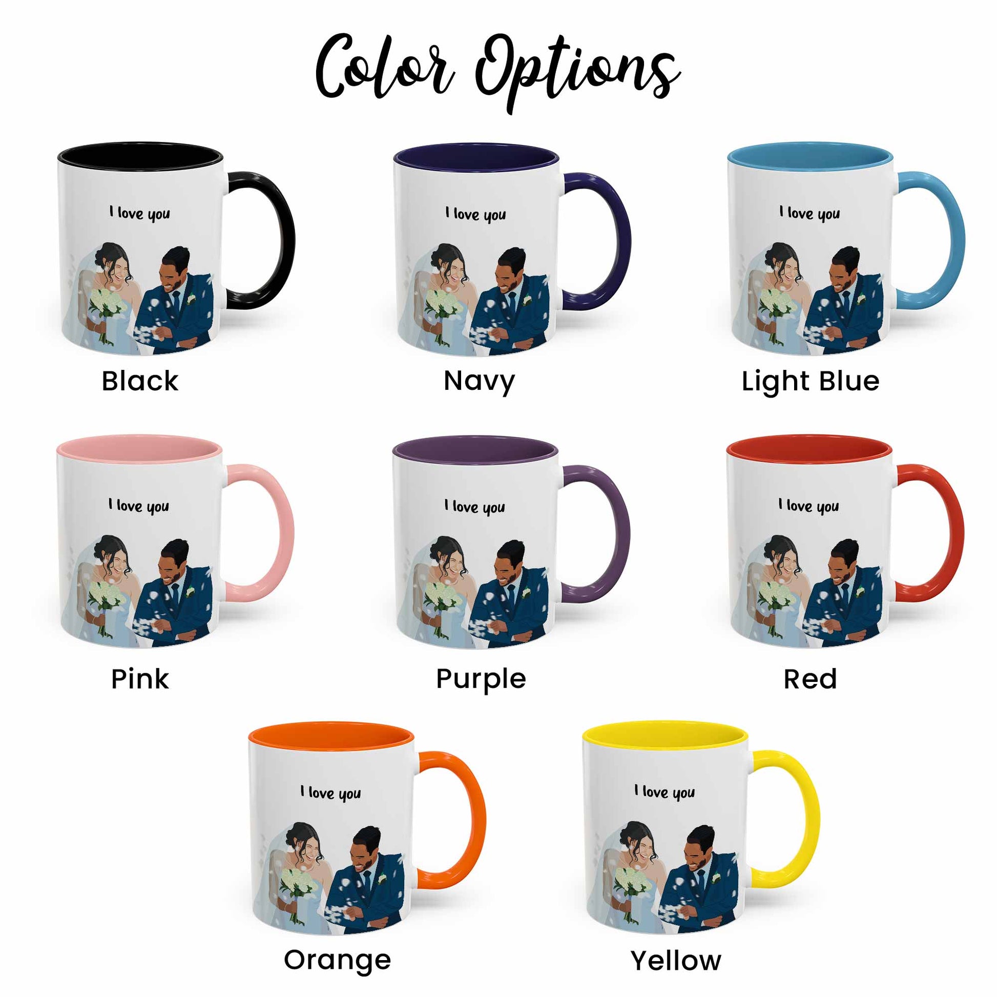 Personalized Wedding Illustration Art, Unique Gift for Newlyweds, Wedding Anniversary Accent Coffee Mug (11, 15oz)-BeUnikArt